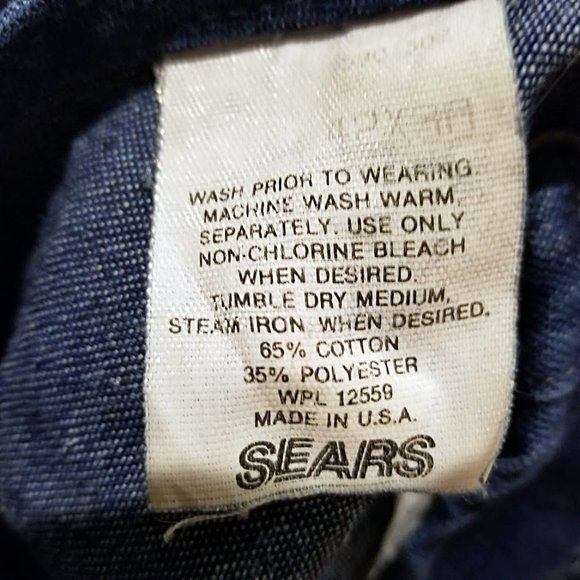 Vintage 70s Roebucks Denim Overalls Union Made USA 44x28.5 - Picture 7 of 10